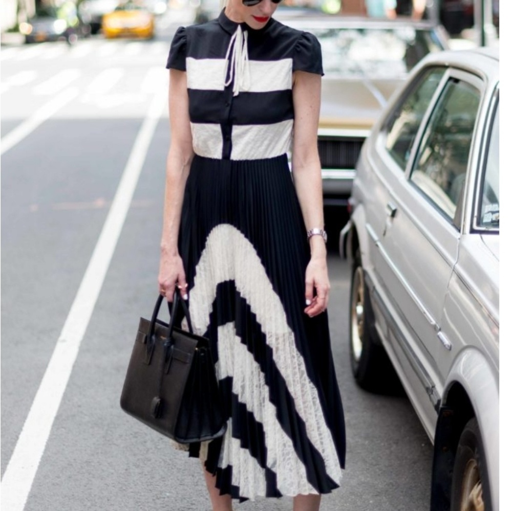 A+O Gale Cap Lace Midi Dress in Black Bone